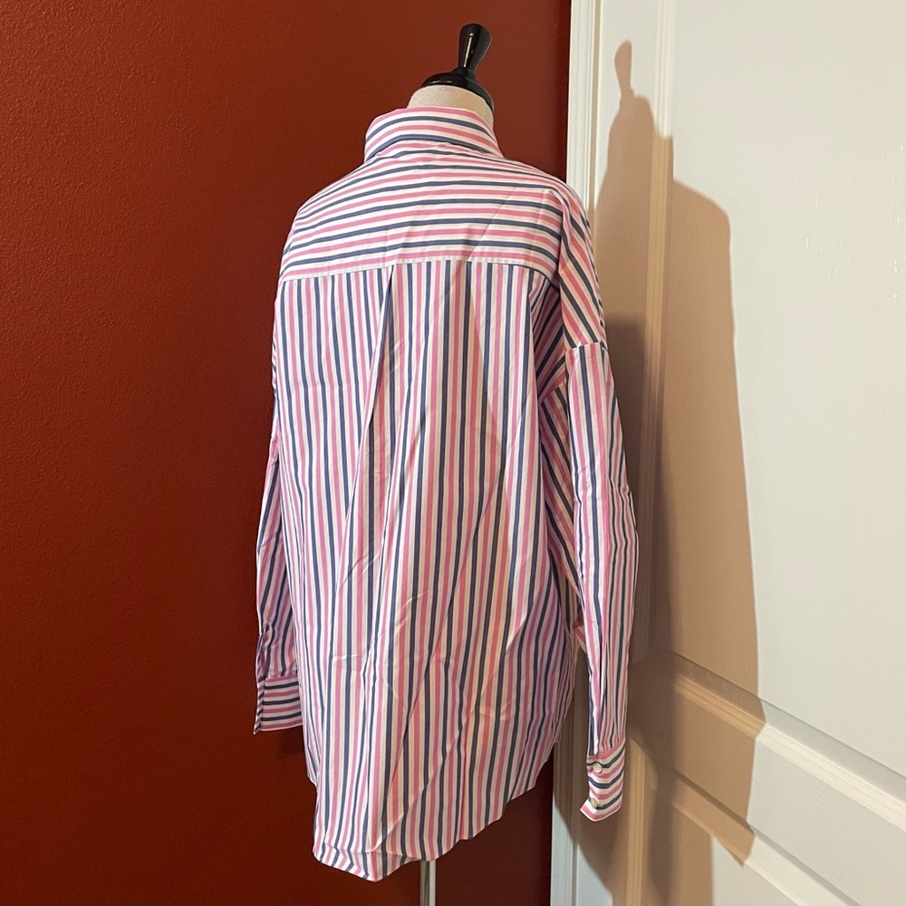 Favorite Daughter Women’s‎ NWT Ex Boyfriend Pink & Blue Pinstripe Cotton Shirt - Picture 5 of 5